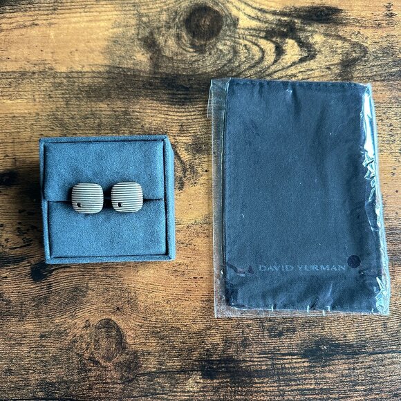 David Yurman Royal Cord Cufflinks w/ Black Diamonds - Picture 2 of 15
